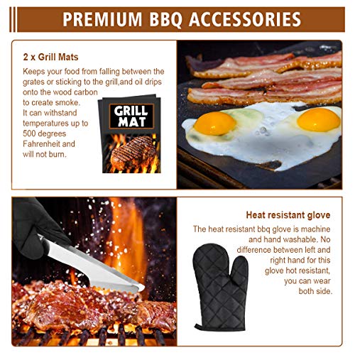 LUYATA BBQ Grill Accessories Tools Set, 39PCS Stainless Steel Grilling Barbecue Tool Sets Kit with Aluminum Case, Thermometer, 2 Grill Mats for Backyard Outdoor Camping Birthday Party - Thumbnail 5