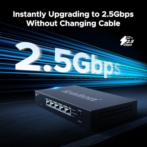 5 Port 2.5G Ethernet Switch, Unmanaged Multi-Gigabit Network Switch, 2.5Gb Switch for Gaming, NAS, PC, Laptop, Smart TV, Plug & Play, Fanless Design, Desktop (Black) - Image 6