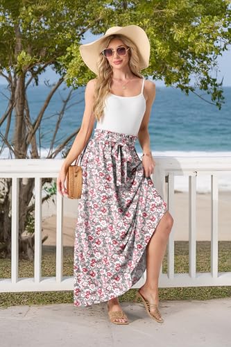 Lepunuo Maxi Floral Skirts Summer High Waisted Flowy Maxi Skirts Trendy Cute Ladies Skirts with Pockets — view 2