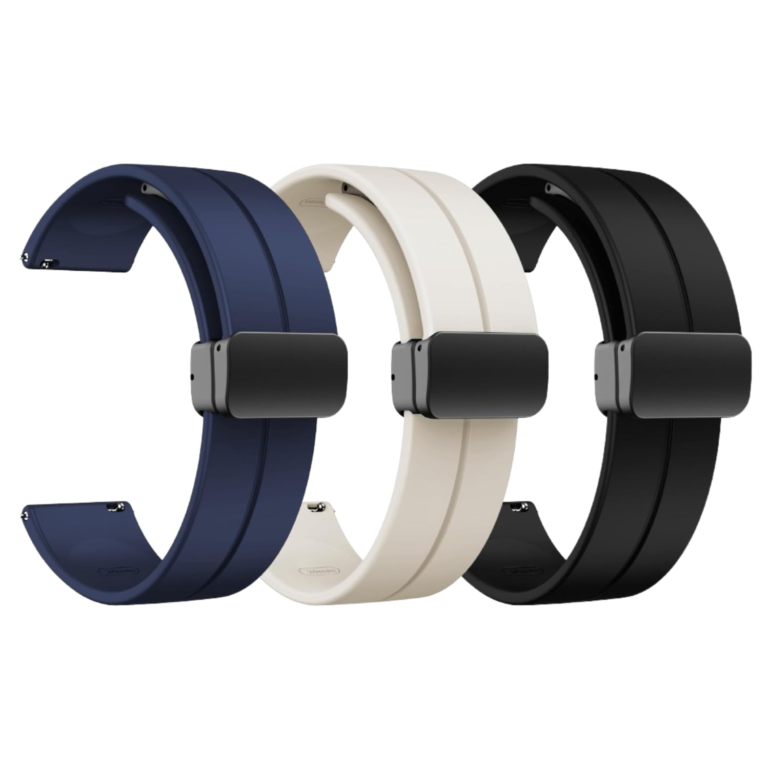 YUNIQ Magnetic Watch Band 22mm - Quick Release - Skin-Friendly Soft Silicone Sport Watch Band for Men Women, Magnetic Folding Clasp Silicone Strap