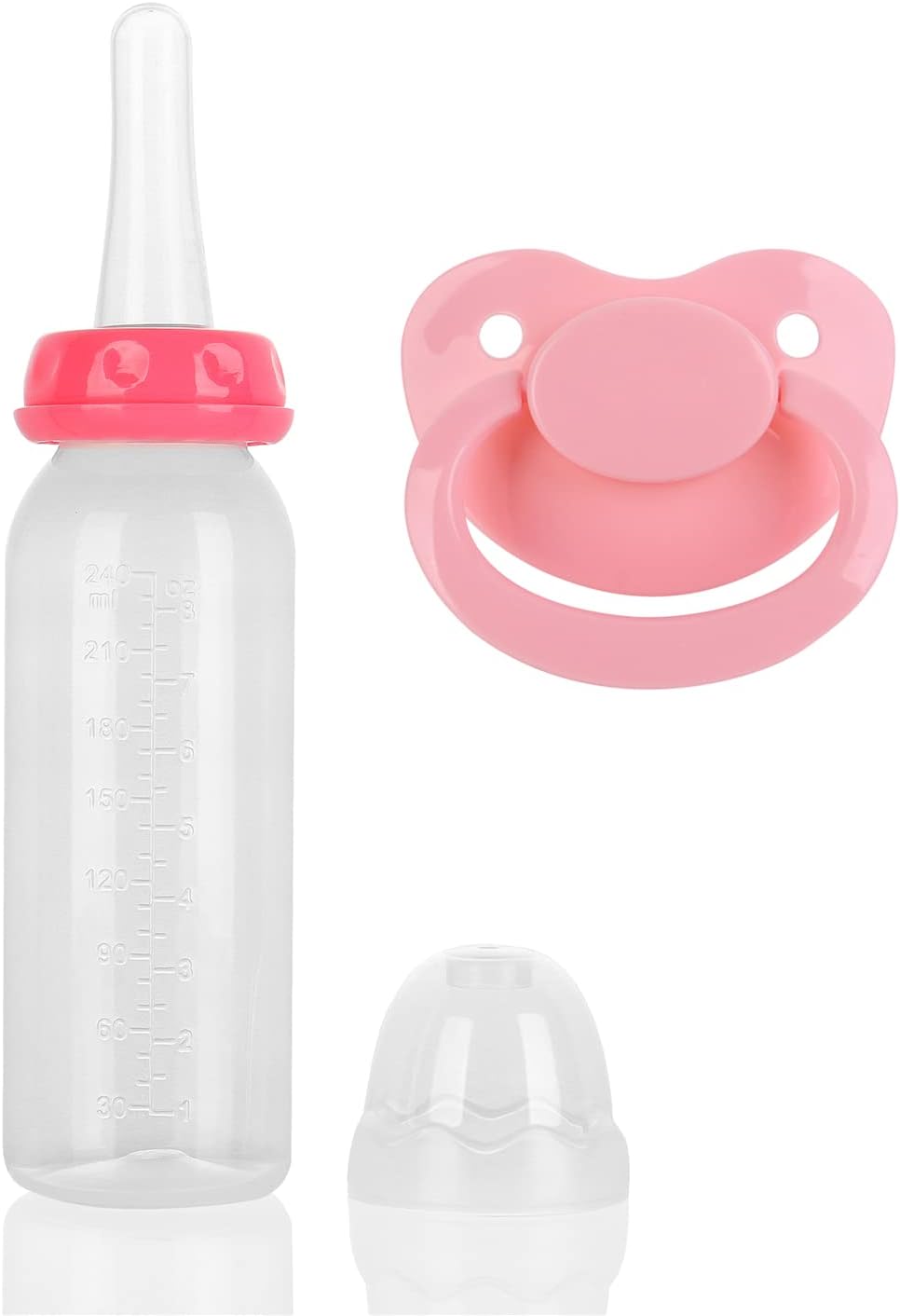 Adult Bottle with Big Sized Pacifier Set 8 oz (Pink)