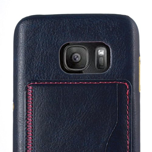 For Galaxy S7 Case, HP95(TM) New Style Leather Bank Card Bus Card Combo Phone Holster Back Case Cover For Samsung Galaxy S7 (Navy)