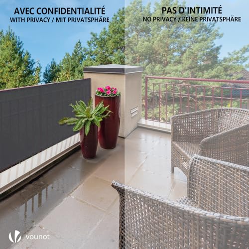 VOUNOT® Zaunblende 1×20m, Sichtschutz Zaun 150 g/m² HDPE Schattiernetz, Windschutz UV-resistent Reißfest, mit Löcher und Kabelbinder, Anthrazit