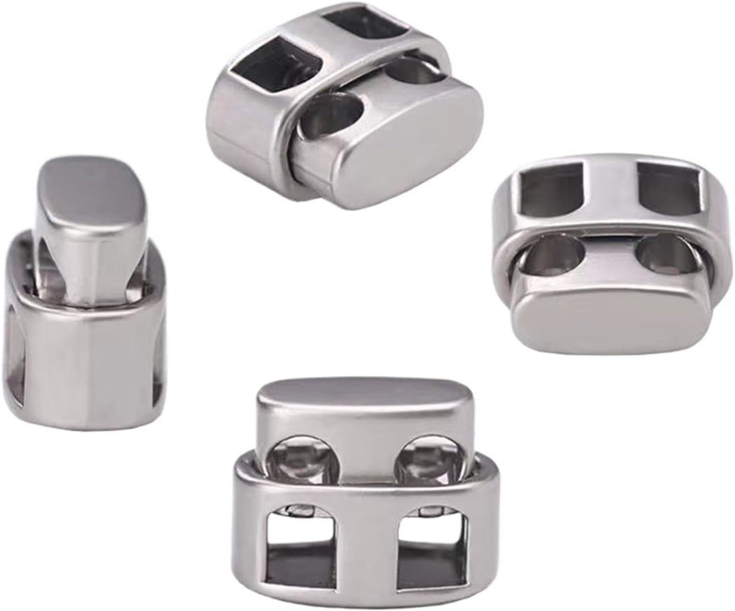 80Pcs Metal Stopper Buckle Double Hole Rope EndSpring Button Garment Elastic Adiustment