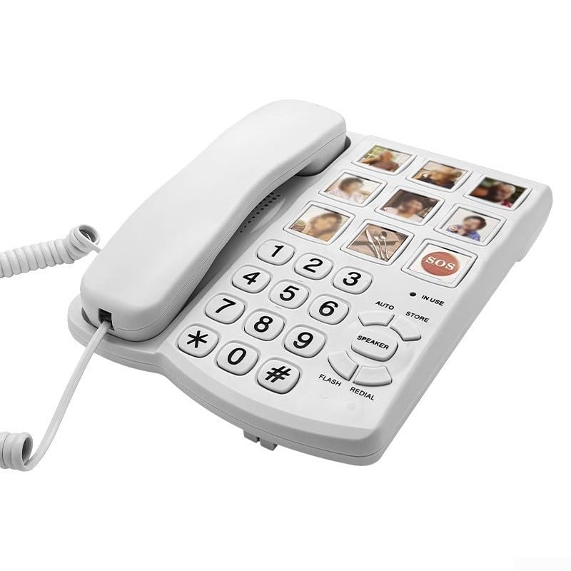 Téléphone fixe à gros boutons senior malvoyant et malentendant