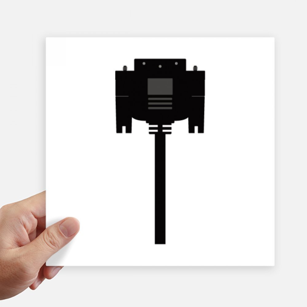 Autocollant carré 20 cm noir câble écran d’affichage pour déco mur et ordi