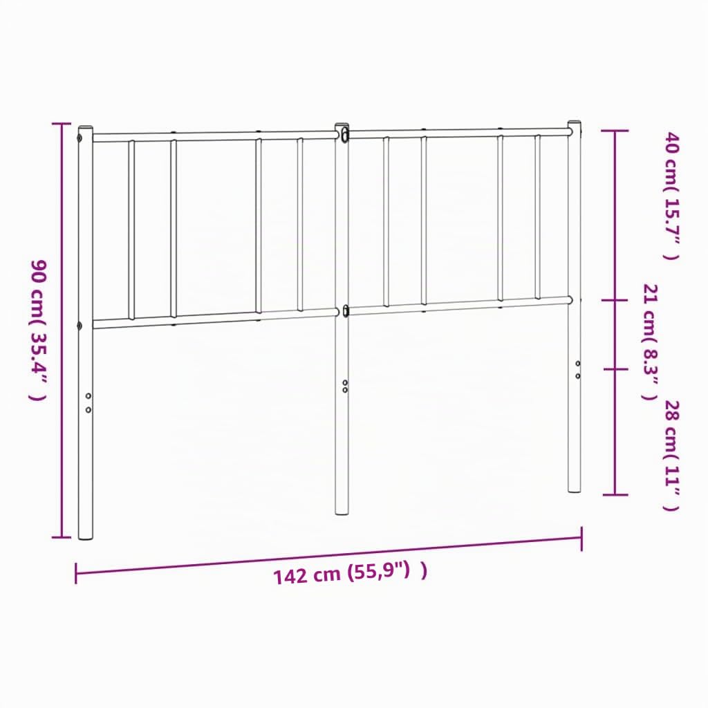 Genérico Cabecero de Metal Negro 135 cm,Mobiliario,Camas y Accesorios,Cabeceros y pies de cama-352512