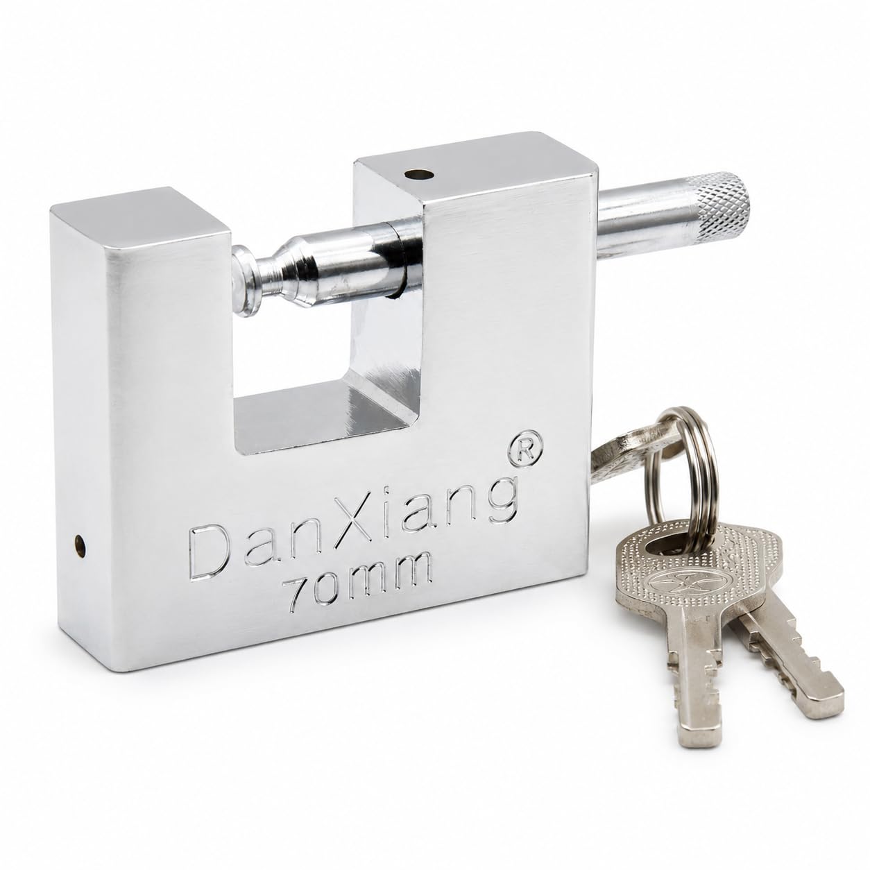 Magosis Silver Heavy Duty Padlock 70Mm With 3 Keys, Large Chrome-Plated Padlock With Keys, Weather Resistant Outdoor Lock For Container, Garage Door, Large Gate, Shed, Storage Unit And Chain