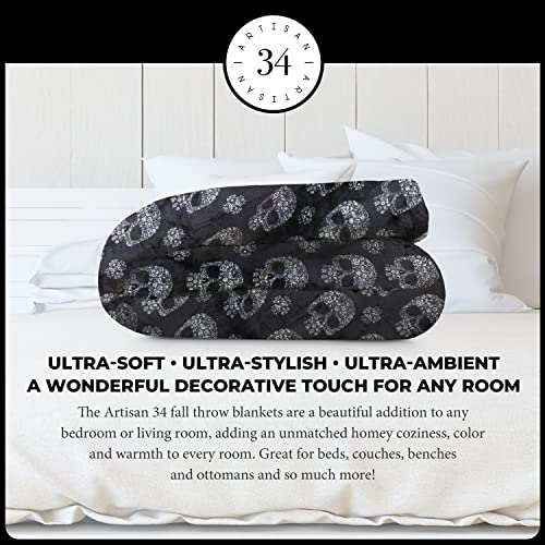 Plush Throw Blanket - Warm & Cozy Throw Blanket For Couch, Bed, Sofa - Cute Ornate Skull Design Ultra Soft Throw Blanket For Home Décor, Oversized #TOP2