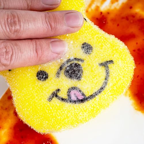 Image of Winnie-Bear-Pooh Sponge with Holder - Non-Scratch Shiny Dish Sponges, Multi-Purpose & Durable, Scrub Sponge for Cleaning Dishes, & Hard Stains | Size: 11 cm x 11 cm - 2 Packs
