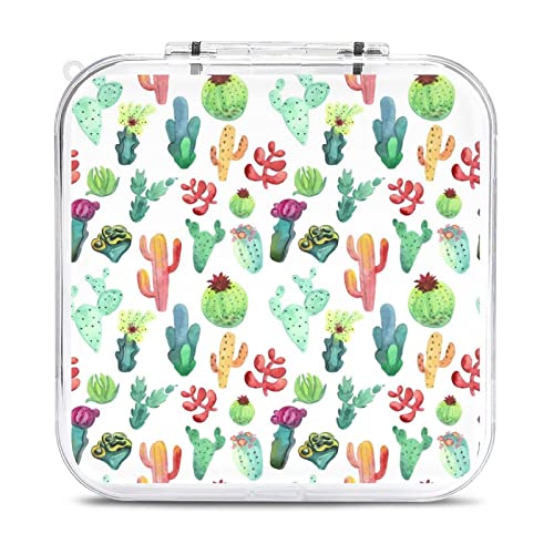 Watercolor Cactus Seamless Pattern Game Card Storage Case Hard Protective Organizer Box For Nintendo Switch (12 Slot Clear Shell)