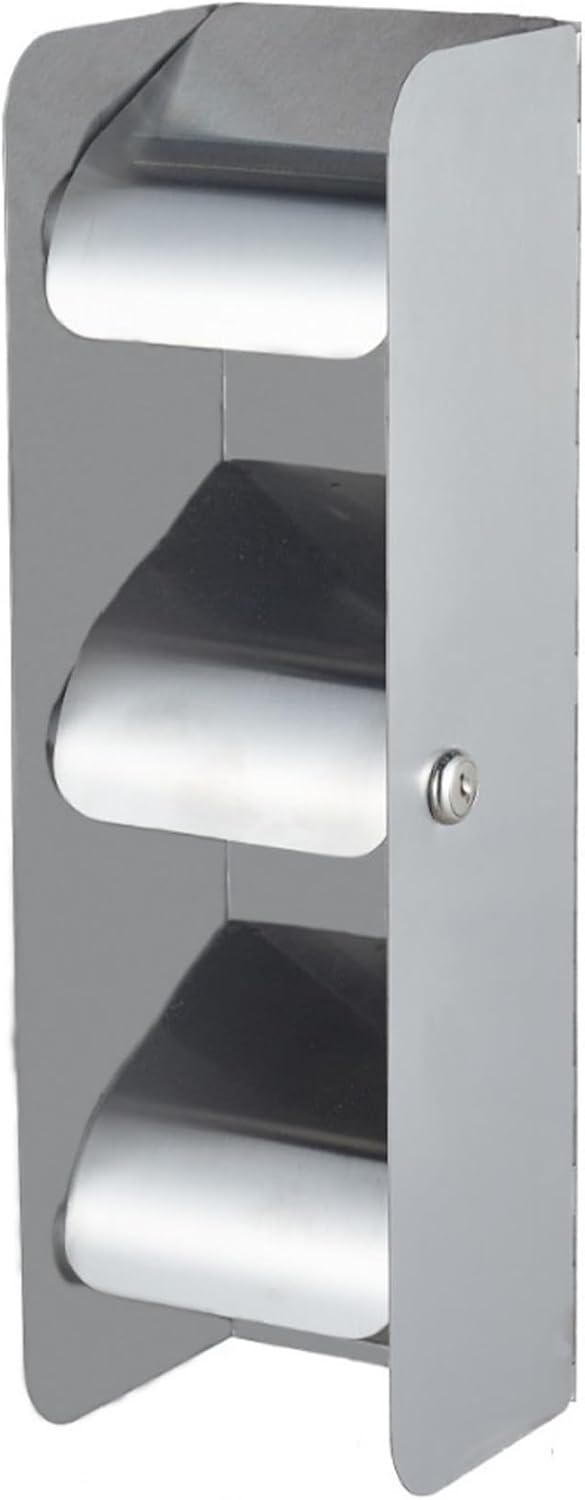 Toilet Paper Holder Wall Mount, Toilet Roll Holder for 3 Roll Stainless Steel Wall Mount Paper with Splash Guard & Lock for Commercial