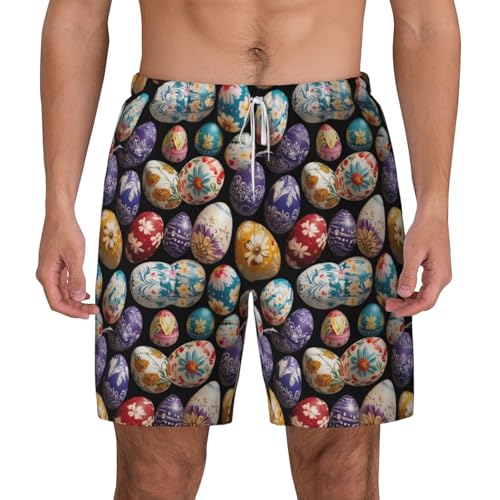 Pantalones cortos de baño para hombre con estampado de huevos de Pascua transpirables para surf