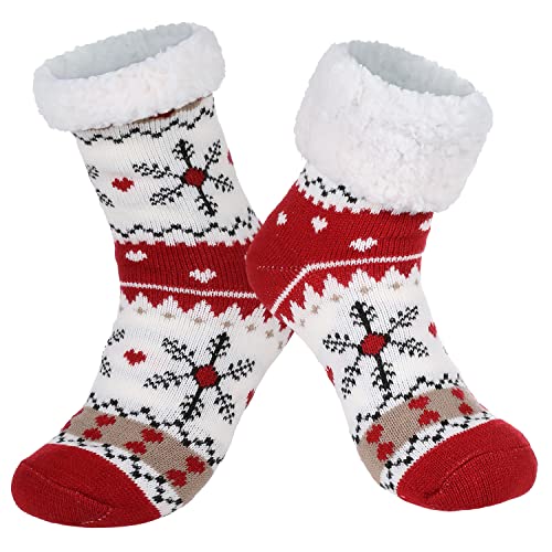 Image of Chassic Sherpa Lined Slipper Socks for Women, Non-Slip Cozy Winter House Socks, Soft Fuzzy Socks, Christmas Gifts for Women & Ladies Stocking Stuffers