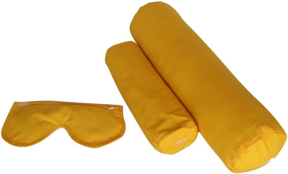 Meditation Kit, 3 Piece Yoga Set, Eye Pillow Buckwheat Hull Filled, Back Bolster/Cushion Fiber Filled, Neck Bolster Buckwheat Hull Filled