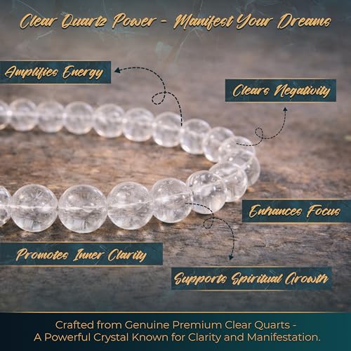 Image of ORBON Certified Natural Crystal Stone Bracelet for Men & Women | Single Stone Gemstone Stretch Bracelet | Real Certified Stone with Authenticity Certificate & Activation Card | 8mm Beads