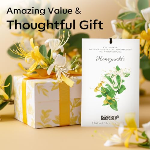 Image of MYARO 12 Packs Honeysuckle Scented Sachets for Drawer and Closet, Long Lasting Air Freshener Fresh Scents Potpourri Bags Home Fragrance for Room Car Small Space