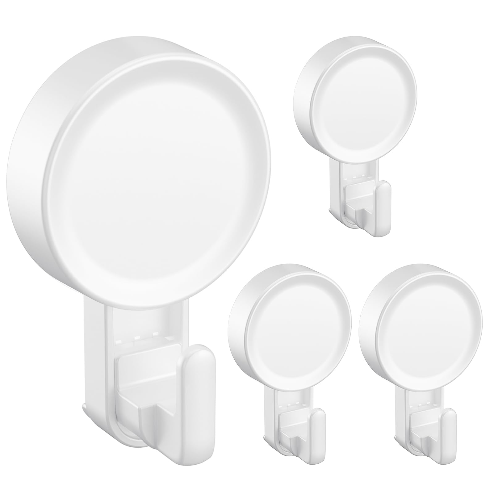 Ulinek Pack of 4 Suction Cup Hooks, Strong, Suction Cup with Hooks, No Drilling