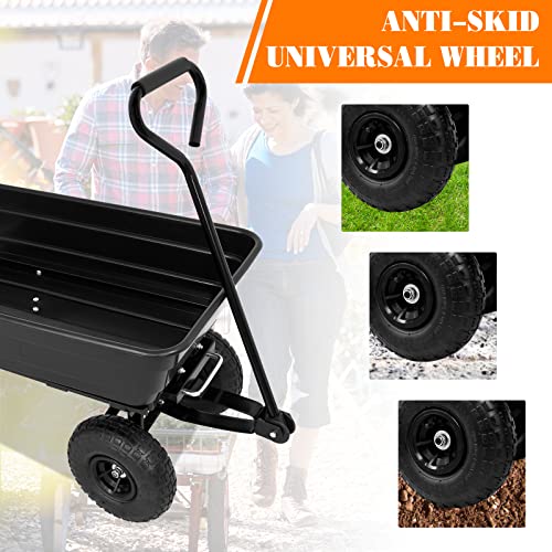 image for ADVWIN Garden Dump Cart, Garden Cart with Pneumatic Wheel, Garden Trol