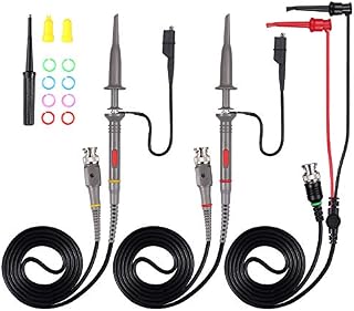 Proster P6100 100MHz Oscilloscope Clip Probes 2PCS with BNC Test Leads to Minigrabber Test Lead Kit 10:1 and 1:1 Switchable High Precision Scope Analyzer Alligator Probe Clip