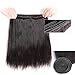 Straight Bundles Human Hair 12 12 12 Inch 100% Unprocessed Brazilian Trippy Virgin Weave Bundles Human Hair for Women Remy Straight Hair Extensions Natural Black Raw Weft