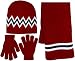Boy's 3 Piece Knit Hat, Scarf & Gloves Set (Red-Navy)