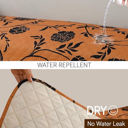 Image of HOKIPO 'Elira Series' Polyester Blend Digitally Printed Water Repellent + Waterproof Sofa Seat Mat for 3 Seater Sofa - Copper Brown Floral (NEW-AR-5248-C8*1)
