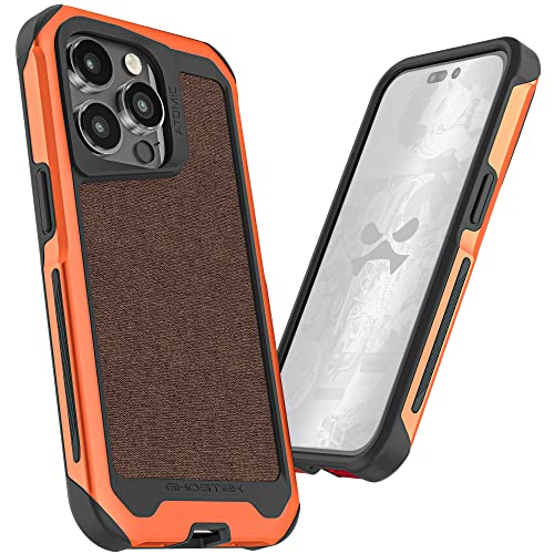 Ghostek Atomic Slim Iphone 14 Pro Case Orange Metal Bumper With Tan Fabric And Magsafe Built-In Rugged Heavy Duty Protection Shockproof Phone Cover Designed For 2022 Apple Iphone14 Pro (6.1") (Orange) #TOP25