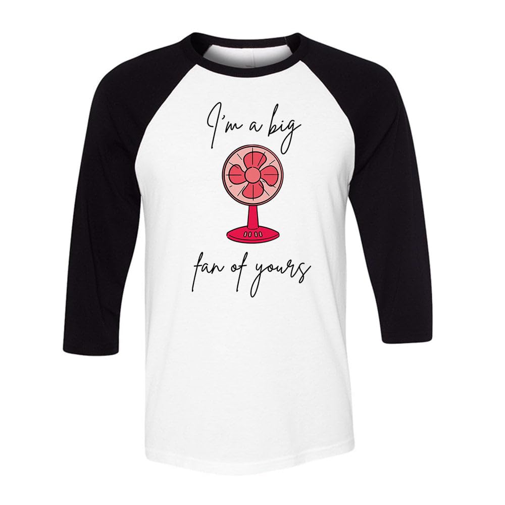 TeesAndTankYou I'm A Big Fan Three-Quarter Raglan Sleeve Baseball Shirt Unisex X-Large White/Black