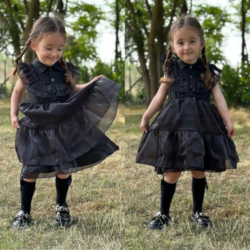 Unutiylo Baby Girls Halloween Dress Sleeveless Ruffle Black Party Tutu Dress 6M-4T2