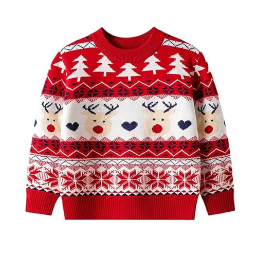 Chaqueta de punto para niñas y niños, otoño/invierno 2024, navideña, con dibujos animados, de punto elástico, suéter para niños y niñas, cardigan 152, rojo, 4-5 años