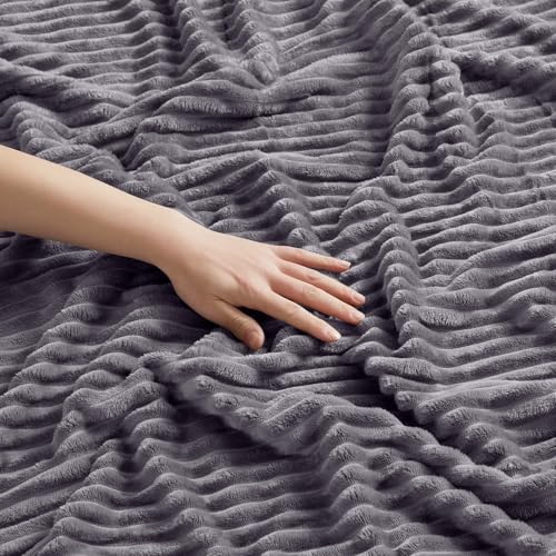 Image of Nestl Purple Throw Blanket for Couch - Cozy Warm Fuzzy Blankets for Women, Set of 2 Small Fleece Throws for Girls - Dusty Purple, 50 x 60 Inches