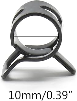 50Pcs Spring Band Clips 0.39" 10mm Air Hose Tube Water Pipe Fuel Hose Line Vacuum Hose Clamp, Fit 10.5-11.2mm OD (Black)