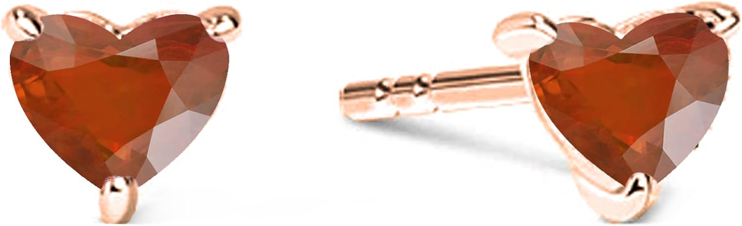 2.00 CTW. Heart Cut White Diamond Solitaire Stud Earrings For Women, 14K Gold Plated Silver April Birthstone Diamond Heart Earrings