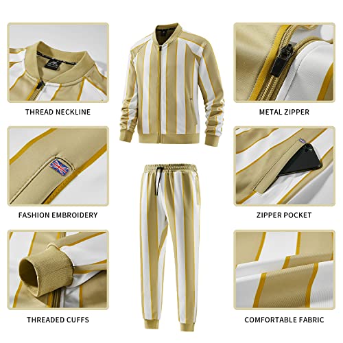 Anotwener Track Sweat Suits For Men Set Sweatsuits 2 Piece Sets Warm Up Tracksuit Jogging Suit Joggers Two Piece Outfits Jacket And Pants Sport Fashion Running Clothing Gold 078-M #TOP2