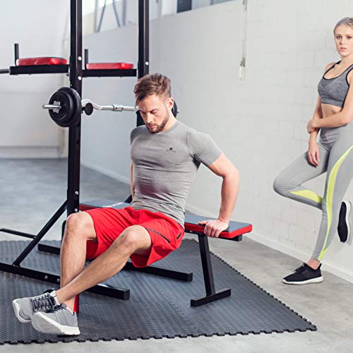 TecTake Power Tower Dip Bar con Panca Barra