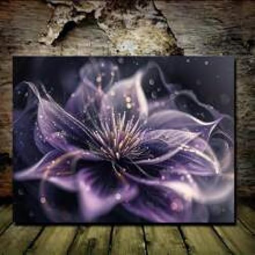 Peinture abstraite fleurs violettes pour décoration salon et chambre