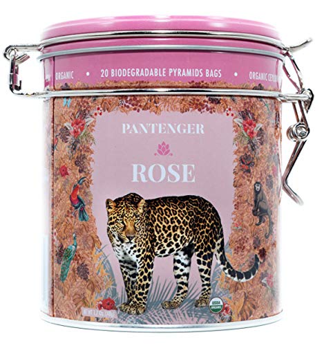 Rose Tea Bags -20 XL Pyramid Sachets- Rose Tea Organic. Tea Blends -Finest Moroccan Rose Petals and Ceylon OP Black Tea Leaves from Uva- Pantenger Organic Tea Blend. Black Rose Tea.
