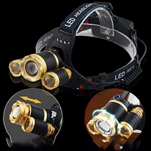 Akumulatorowa latarka czołowa LED, Latarka czołowa Outdoor Long-Range Three-Beam Latarka czołowa Ładowanie LED Wędkarstwo Polowanie(A)