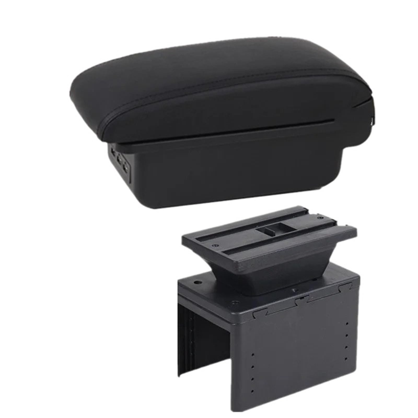 NOKRGQW Car Armrest Box For Nissan Micra K14 2020 2021 2022 2023 2024 Car Armrest Box Center Storage Interior Retrofit Parts Accessories(B2 black line 3USB)