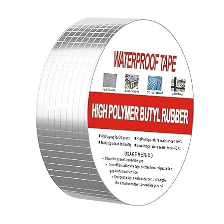 Leakage Repair Waterproof Tape for Pipe Leakage Roof Water Leakage Solution Aluminium Foil Tape Waterproof Adhesive Tape Sealing Butyl Rubber Tape for Leakage