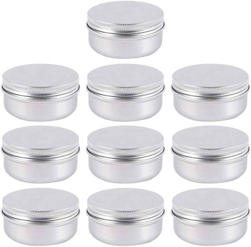 NIHUIFDPY 50ml Round Aluminum Tins, 10 Pcs Silver Travel Cosmetic Jars | Secure screw-top empty containers for DIY lip balm and travel toiletries, featuring lightweight rust-resistant aluminum.-image-44