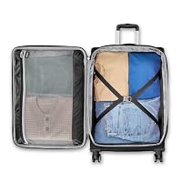American Tourister 4 KIX 3.0 Checked-Large Softside Expandable Luggage with 4 Spinner Wheels, Black — image 2