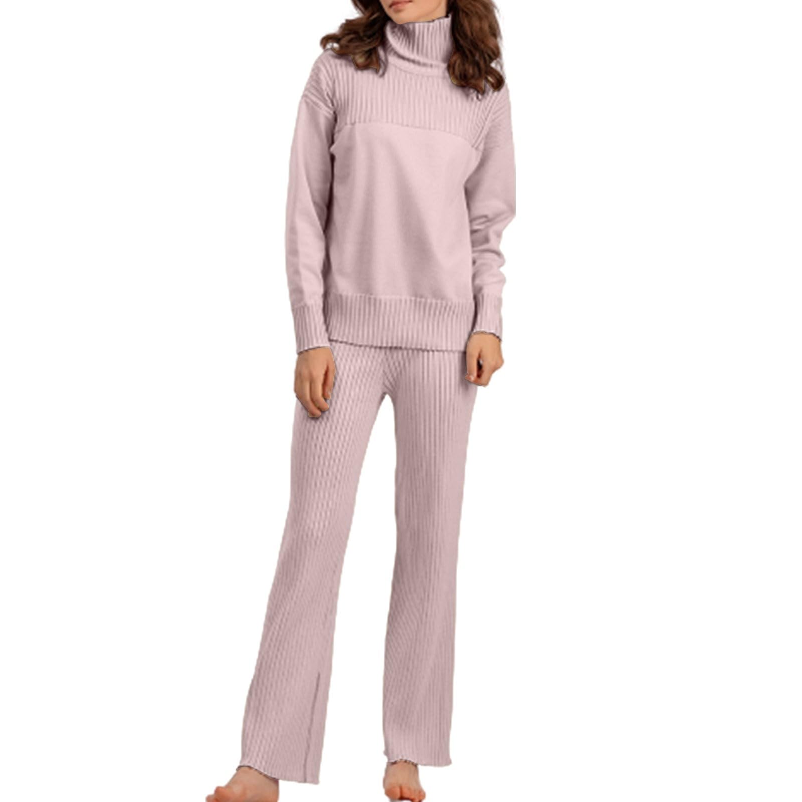 Set Coordinati In Maglia Donna Completi Elegante Casual Leggera Sportswear