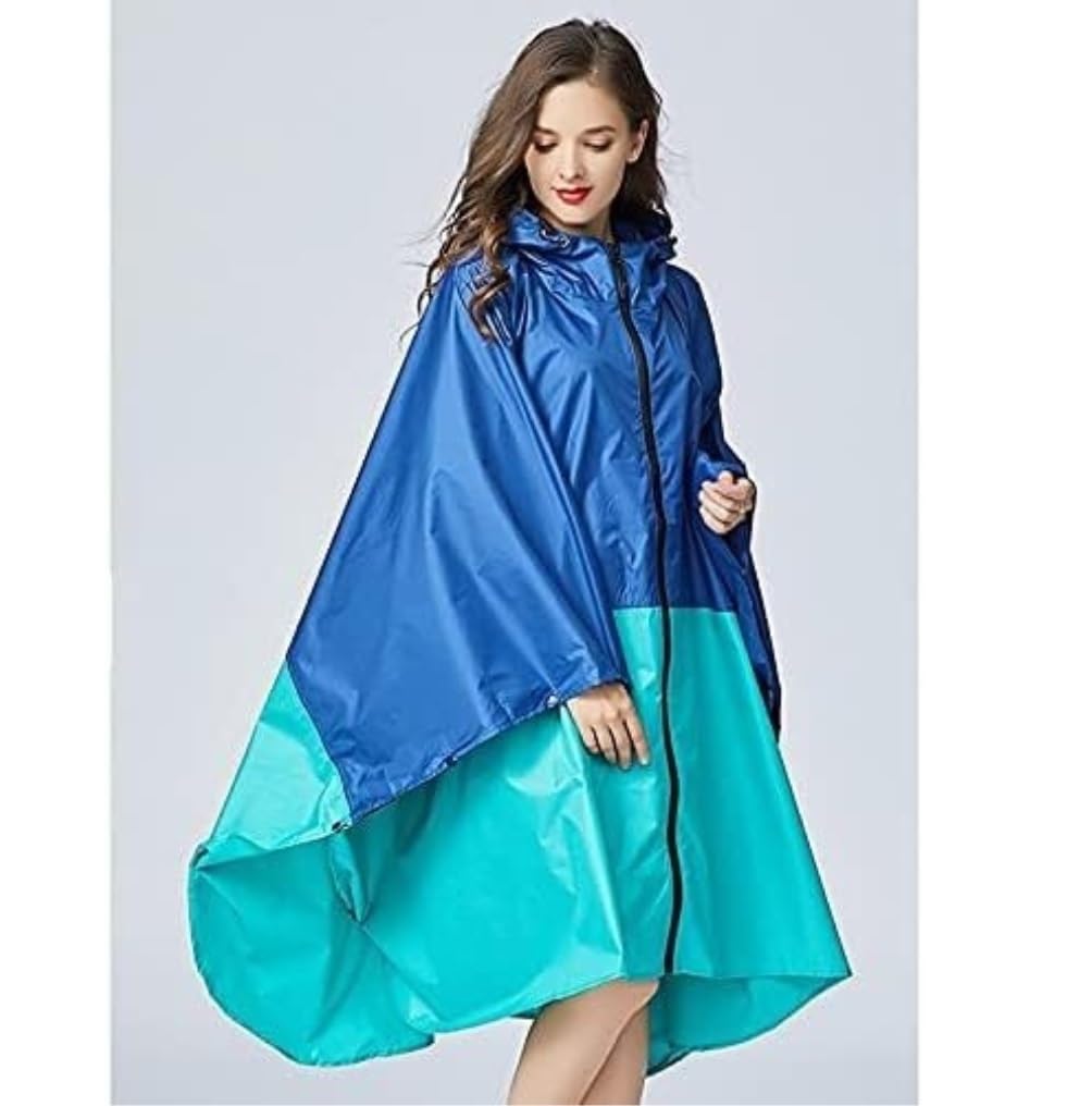 Chubasquero Poncho Impermeable Ligero para Adultos, Reutilizable, para Mujeres Y Hombres, con Capucha Ponchos De Lluvia Impermeables(Blue)