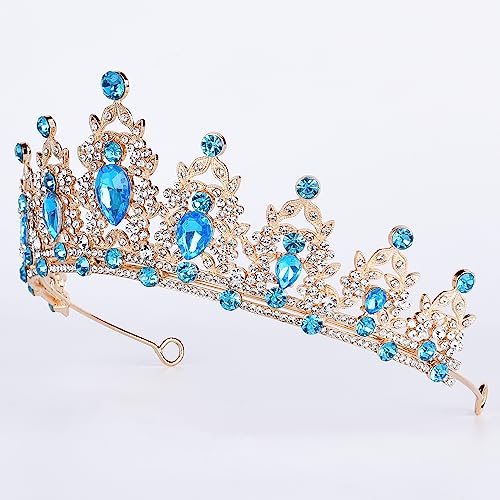 Tiaras para mujeres coronas de princesas accesorios de pelo azul 4