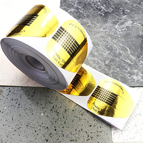 Heatoe 500 PCS Nail Forms Golden Nails Gel Extension Sticker, Horseshoe-Shaped Thick Nail Art Professional Tips