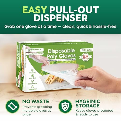 Image of Keppi 100 pcs Disposable Gloves - BPA & Latex Free - Gloves Disposable Latex Free - For Food Handling - Food Safe - For Cooking - Bulk Purchase - Great Fit - Plastic