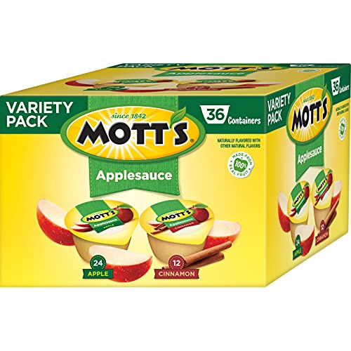 Mott's Apple & Cinnamon Variety Pack Applesauce, 4 Ounce Cup, 36 Count #TOP3