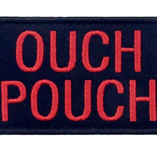 Ouch Pouch Embroidered Patch Tactical Moral Applique Fastener Hook & Loop Emblem, Red & Black #TOP1